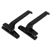 Casement Window Zinc Alloy Screw Fixing Locking Handle Grip Black Set 2 in 1
