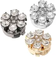 [VALICLUD] 3pcs Flower Cufflinks Button Box for Women Rhinestone Button Cover Necktie Pin Cufflinks Flower Pins Tie Clips Sweater Clips Jeans