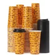 100 PACK 20OZ Disposable Coffee Cups with Lids, To Go Coffee Cups with Lids L...