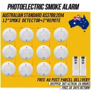 12Pack 10-Year Battery Wireless Interconnected Photoelectric Smoke Alarm +Remote