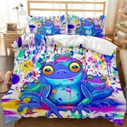 v3393 Bed Sheets Flowery Frog 3 CAZ Duvet Cover Set Super Bed Linen Bed Sheets IU3393
