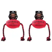 2x Paws & Claws Footy Oxford 75cm Rope Dog Toy Tugger Pet Pupball Chew Play Red