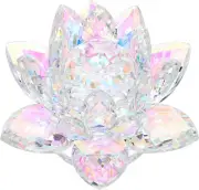 OwnMy Sparkle Crystal Lotus Flower Figurines Decorative 4 Inch, Multicolor