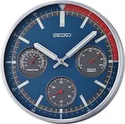 SEIKO Shelby II Non Ticking Wall Clock, Blue, 13 Inch