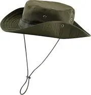 [COCKLECREEK] Travel Essentials Men's & Women's Wide Brim Bucket Hat - UV Protection Sun Hat for Fishing, Hunting, Hiking, Camping - Waterproof & Foldable Boonie Cowboy Hat with Adjustable Strap Green