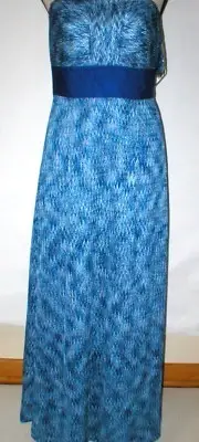 New Womens NWT Tahari Dress Sail Away Maxi Long Strapless Straps 6 Blue White