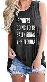 [SurBepo] Women If You're Going to Be Salty Bring The Tequila Cinco De Mayo Shirt Funny Drinking Graphic Tank Top