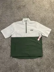 Barstool 1/4 Zip DAD Short Sleeve Windbreaker Men Sz Small White/Faded Green NWT