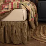 Tea Cabin Rustic King Bed Skirt Green Chartreuse Navy Plaid 78x80x16" VHC Brands