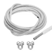 1/2 Clear Vinyl Coated Wire Rope 20ft Galvanized Steel(2PCS M12 Loop Sleeves)