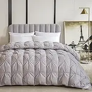Luxurious Down Comforters Goose Feather Comforter Duvet Insert, Exquisite Pinch Pleat Design, 900 Fill-Power Fluffy Comforter Queen Warmth Double Down Comforter for Sleepers,Grey-200 * 230cm/4.5kg