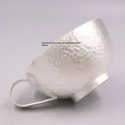 Solid S999 Fine Silver Tea Cup Heat Insulation Hammer Pattern Small Bowl 3.1inch