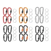 4Pcs Locking Carabiners with Key Rings D Rings Key Clip Spring Hook
