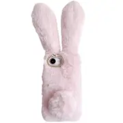 For iPhone 16e Case Plush Cute Bunny Winter Fluffy TPU Phone Cover Multicolor Pink