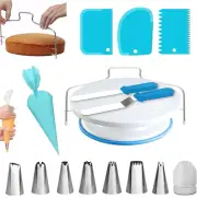 Rotating Cake Turntable Set 35 Pcs with Spatulas Scrapers Icing Tips & Bags