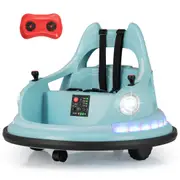 Costway 12V Electric Bumper Car 360° Spin Remote Control Ride on Car w/Light & Music Blue