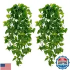 BLEUM CADE Fake Hanging Plants, 2pcs Artificial Hanging Plant, Faux Pothos Vi