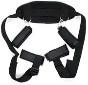 Nylon negro longitud ajustable sujeción peluda pareja columpio kit pareja juguete versión mejorada cinturón de sujeción con apertura de pierna femenina atado con piernas divididas