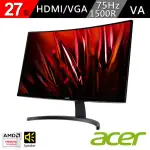 【ACER 宏碁】ED273 B 27型VA 75HZ 曲面螢幕(1500R/FREESYNC/內建喇叭)