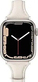 Leather Band Compatible for Apple Watch Band 38mm 40mm 41mm, Slim Thin Elegant Genuine Leather Strap Compatible for iWatch Series 8, 7, 6, 5, 4, 3, 2, 1, SE, Sport & Edition for Women