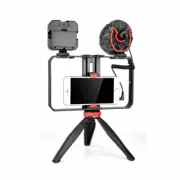 Portable VLOG Video Kit Cage+LED Light+Microphone+Tripod Smartphone Video Rig