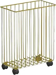Wswqop Rolling Laundry Basket, Yoga Mat Storage Bin, Stuffed Animal Organizer, Multifunctional Laundry Basket with Wheels for Yoga Blocks, Gold