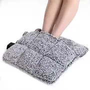 STONECREST Electric Foot Heating Pad Low Voltage - Sherpa Foot Warmer, Max 4 Hour Auto Shut-Off, Fast Heating (Grey/White -Heated Foot Warmer)