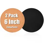 6" Cork Coasters, Round Cork & Plastic Plant Saucers for Gardening, Cork