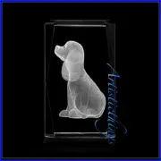 CUTE LITTLE PUPPY. Laser Crystal Paperweight Laser Etched 3D Image FREE SHIP