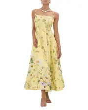 Camilla Linen and Silk Floral Corset Dress