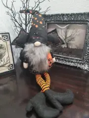 New HALLOWEEN GNOME Bat Pumpkin Shelf Sitter Doll Tabletop Home Decor 24"