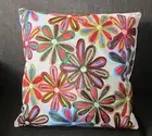 Cushion Cover White with Multicoloured Embroidered Flowers with Insert 40x40cm
