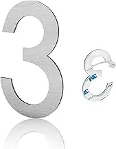 3 Inch Modern House Numbers, Brushed silver Mailbox Number,Stainless Steel Material,Self-Adhesive Number Door Numbers for Apartments Office (3)