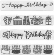 4 Patterns Plastic Template Embossing Folders for Card Making, Happy Birthday Gi