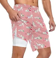 [ZZXXB] Dalmatian Dog Gift Athletic Shorts for Men with Pockets 2 in 1 Quick Dry Running Shorts S-3XL