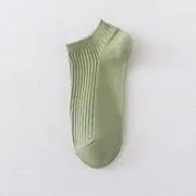 Plain Ribbed Short Socks Green - One Size