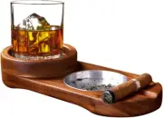 Cigar Ashtray Coaster Whiskey Glass Tray and Cigar Holder