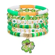 St. Patrick's Day Lucky Kiss Me Bracelet - Irish Shamrock Beaded Gift for Wom...