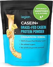 Legion Casein+ Cinnamon Cereal Pure Micellar Casein Protein Powder - Non-GMO Grass Fed Cow Milk, Natural Flavors & Stevia, Low Carb, Keto Friendly - Pre Sleep (PM) Slow Release Muscle Recovery 2lb