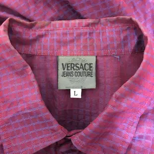 義大利品牌 Versace 凡賽斯 格紋 質感 古著襯衫 長袖襯衫 20181021-2