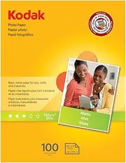 [KODAK] Photo Paper for Inkjet Printers, Matte Finish, 7 mil Thickness, 100 Sheets, 8.5” x 11” (8318164)