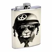 Army Cat 01R Flask 8oz Stainless Steel Hip Drinking Whiskey