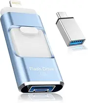 4 in 1 USB Flash Drive for iPhone, 512GB USB Memory Stick for Data Backup, High Speed Transfer USB 3.0 Stick External Storage, USB Stick Thumb Drives Compatible for iPhone/iPad/PC/More Devices(Blue)