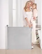 Likzest Retractable Baby Gate, Mesh Baby and Pet Gate 33" Tall, Extends up to 55