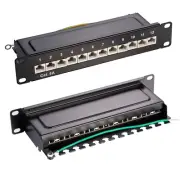 12 Port Cat6A CAT6 CAT5E Shielded Patch Panel 10G Ready Cable Management Metal