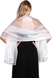 [Central Chic] Silky Pashmina Iridescent Wrap Stole Shawl For Weddings Bridal Bridesmaids Proms & Parties 24 Colours