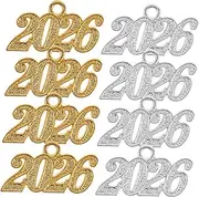 [Healeved] 20pcs 2026 Graduation Cap Pendant Charms Alloy Number Charms for DIY Jewelry Making for Bracelets Necklaces and Earrings Radiant Electroplated Finish Lightweight and Versatile