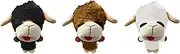 Multipet Knobby Noggins Lamb Chop Dog Toys | Lambchop Knobby Noggins Pet Toy | Squeaky Dog Toy Plush | 5" | Officially Licensed | 3 Pack (Black + Brown + White)