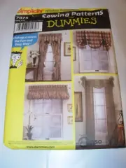 HOME DECOR UNCUT SIMPLICITY 7075 Pattern DRAPERY FOR DUMMIES WINDOW TREATMENT