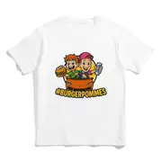 Pizza Ride T-shirt for Men BurgerPommes Duo T-shirt for Men Funny Food & Driving GraphicBurgerPommes Series White XL